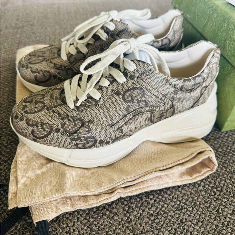 Gucci 100 Monogram Giant GG Sneaker Size 35